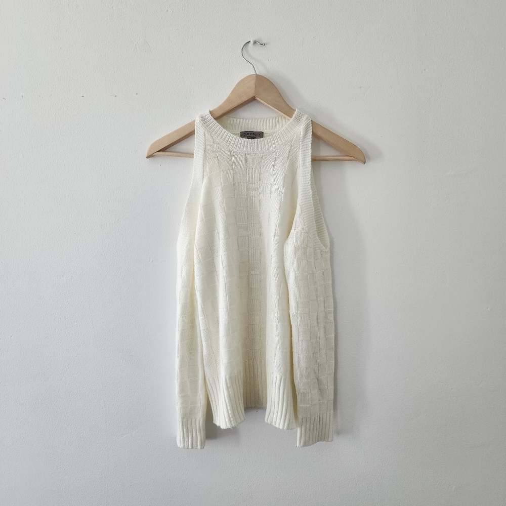 Casting LA | Off White Cold Shoulder Knit Sweater